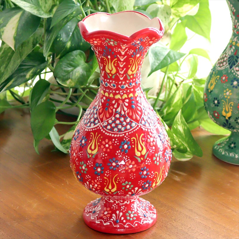 楽天市場】トルコ陶器 花瓶 チューリップ型 Sサイズ 高さ15×直径7.5cm