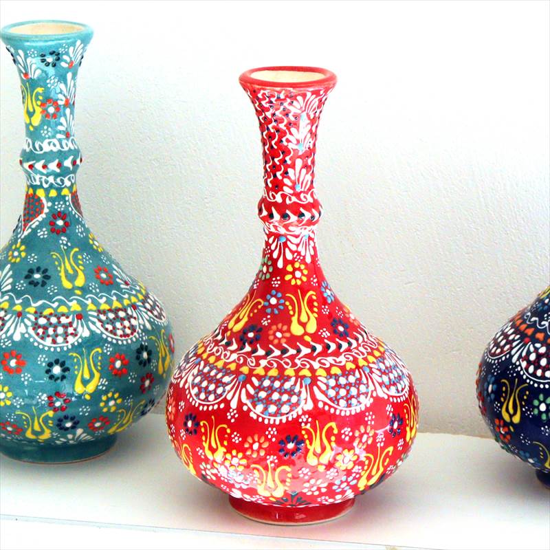 カラフルな手描き陶器花瓶 楽天市場】【15%OFFクーポン対象品】トルコ陶器 花瓶 一輪挿し