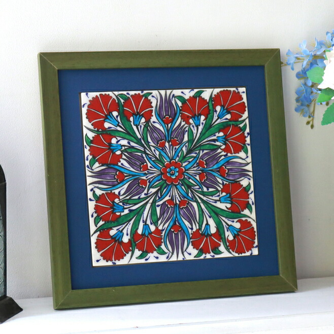 楽天市場】トルコタイル額装・手書きの絵付け1枚額チューリップ・薄い