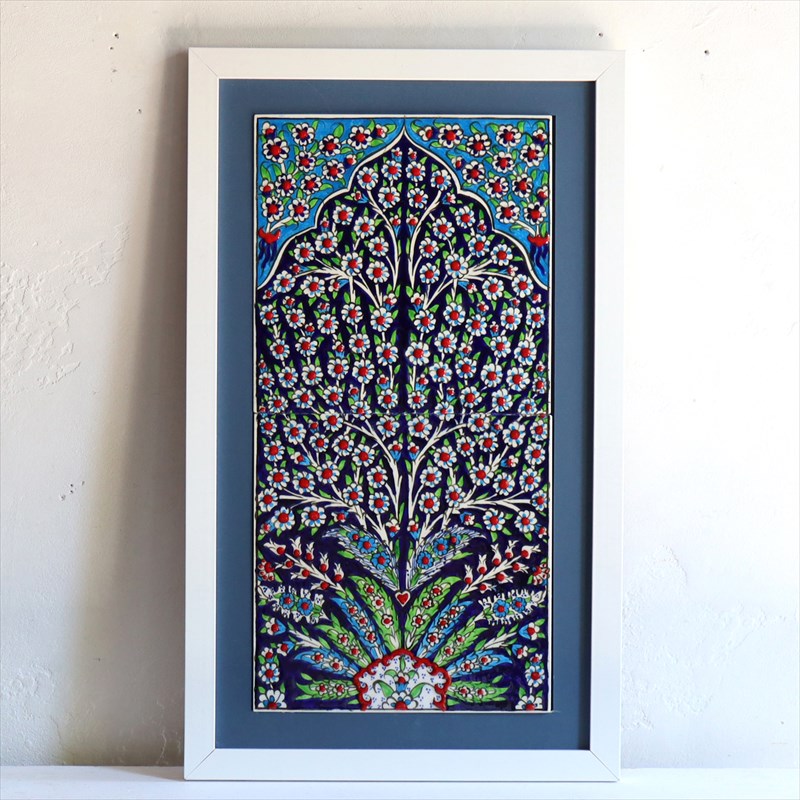 楽天市場】【15%OFFクーポン対象】トルコ陶器 手書きタイル 2枚額 H49