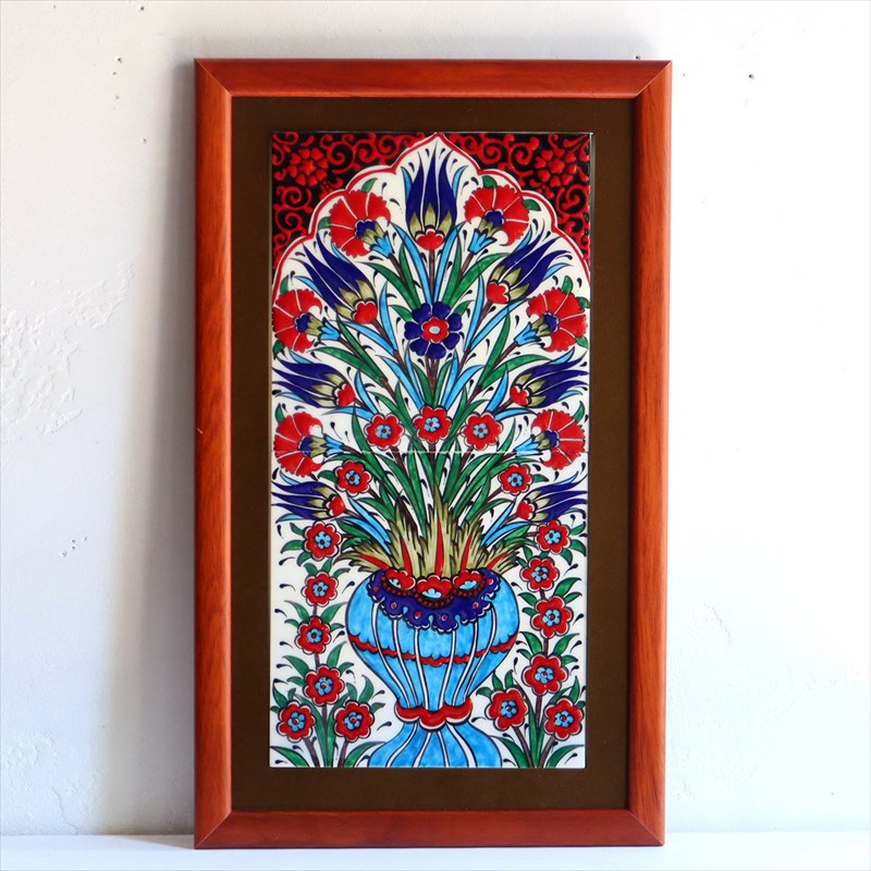 楽天市場】手書きタイル トルコ陶器 1枚額 H32×W32×D1.5cm