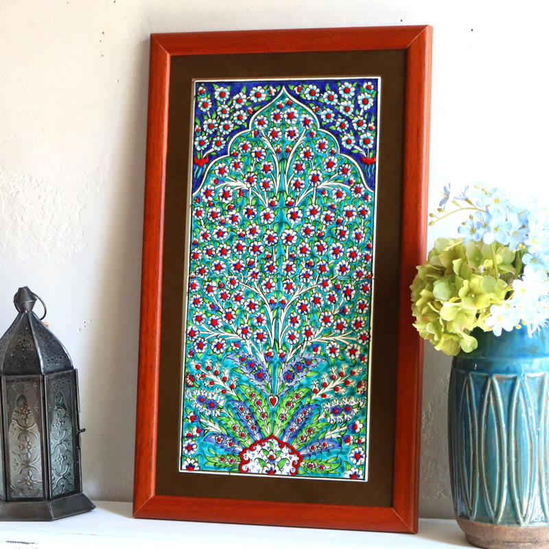 楽天市場】【15%OFFクーポン対象】トルコ陶器 手書きタイル 2枚額 H51