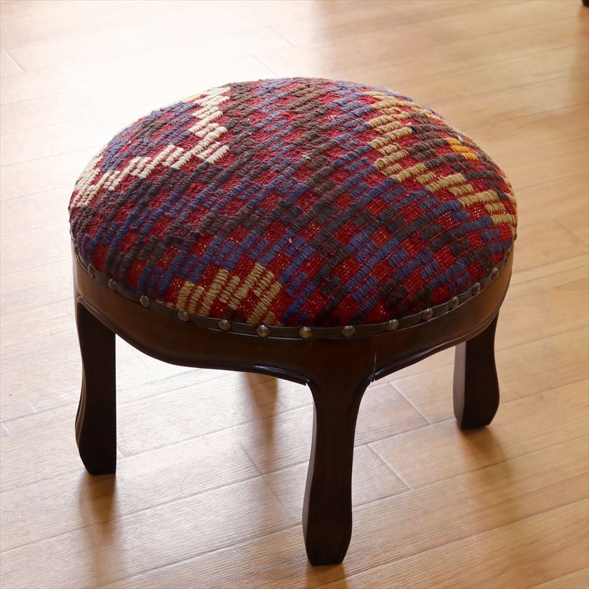 キリム　スツール　丸型　トルコ　キリム キリムオットマン トルコ雑貨のNovaroma