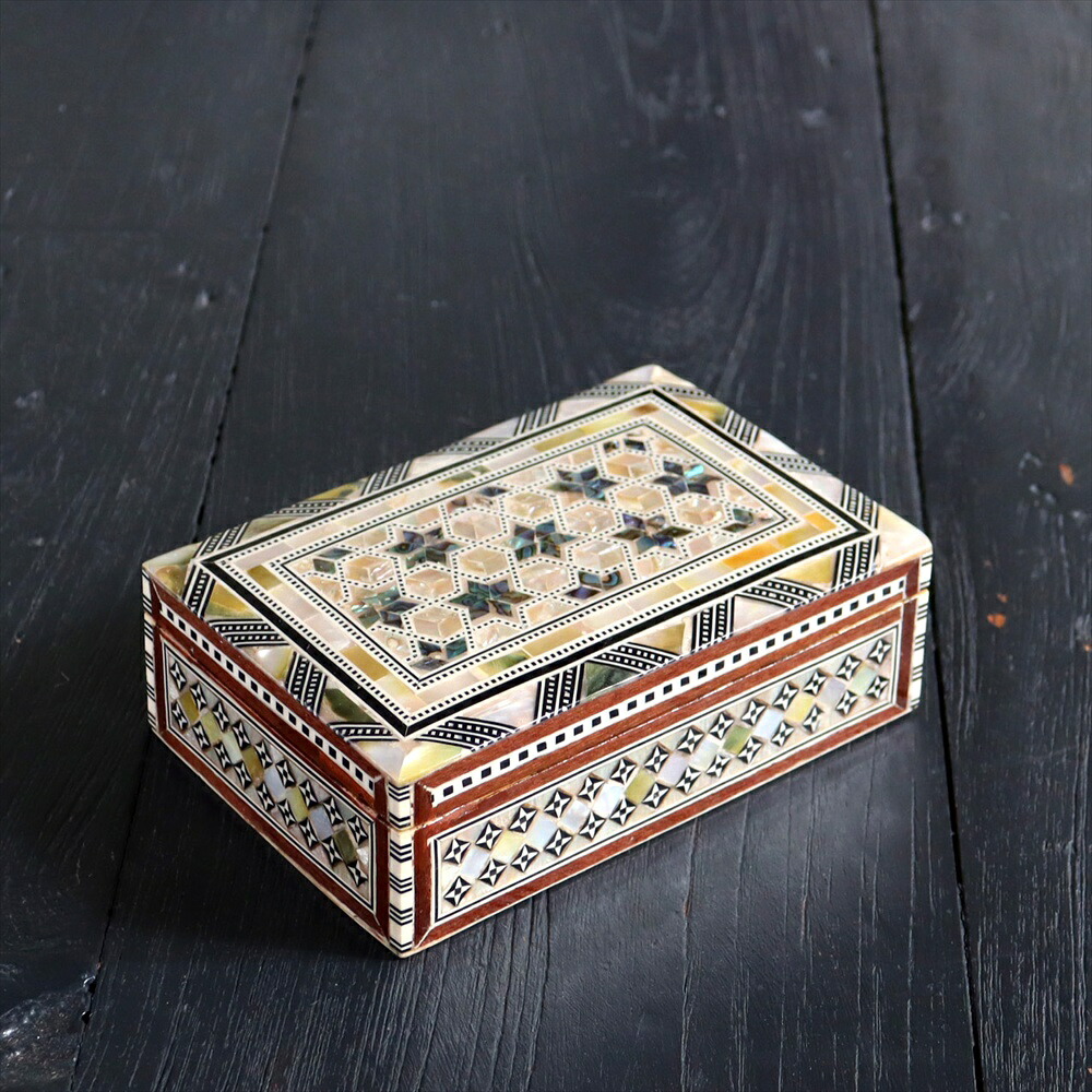 【10%OFFクーポン対象】エジプト螺鈿のジュエリーボックス　Mother of Pearl Egypt 幾何学模様の伝統工芸品