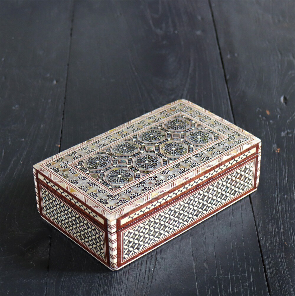 螺鈿装飾　ジュエリーボックス 楽天市場】エジプト製螺鈿ジュエリーボックス長方形・Mother of Pearl