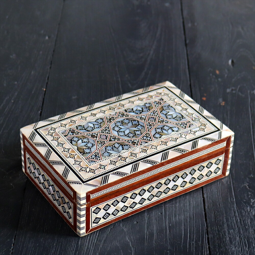 楽天市場】エジプト製螺鈿ジュエリーボックス六角形 Mother of Pearl