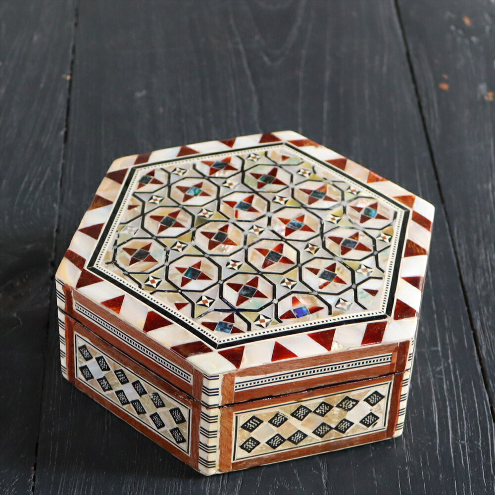 楽天市場】エジプト製螺鈿ジュエリーボックス W11.5×H5×D7.5cm 八角形