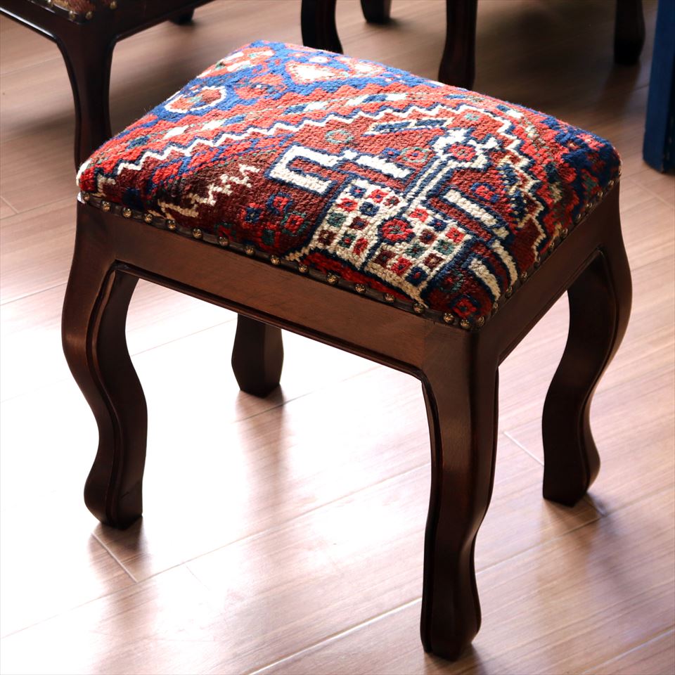 【15%OFFクーポン対象】アンティークラグ木製家具 H41×W38×D28cm スツール オットマン レクタングル antique rug stool ottman rectangle 35,750円