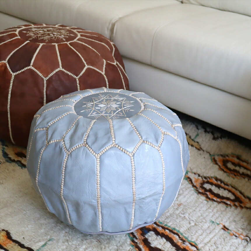 楽天市場】Moroccan POUF Tan モロッコ プフφ35cm ヤギ革 マット