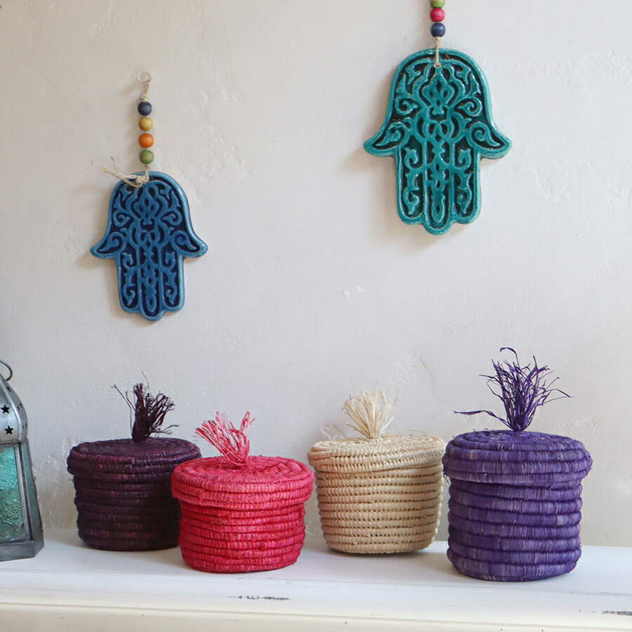 楽天市場】モロッコ ベルベルバスケット 蓋付き 小 r02 手作り