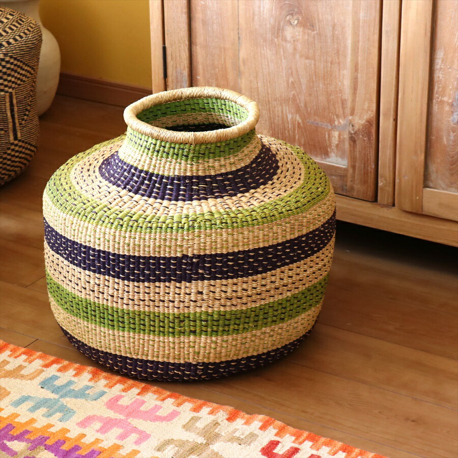 楽天市場】ズールーバスケット 丸いつぼ型 直径36cm 【1点もの