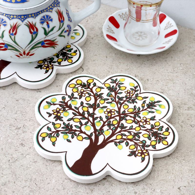 楽天市場】【15%OFFクーポン対象】トルコ陶器の鍋敷き・チューリップ