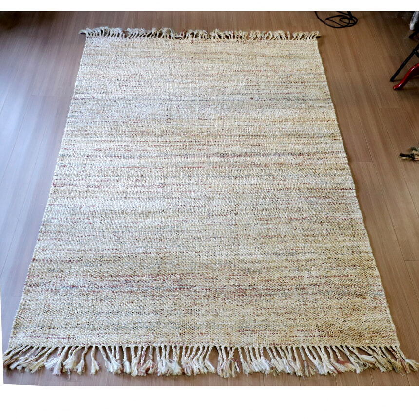 【15%OFFクーポン対象】ジュートラグ 手織り　天然繊維　麻　 240×160cm ナチュラルベージュ