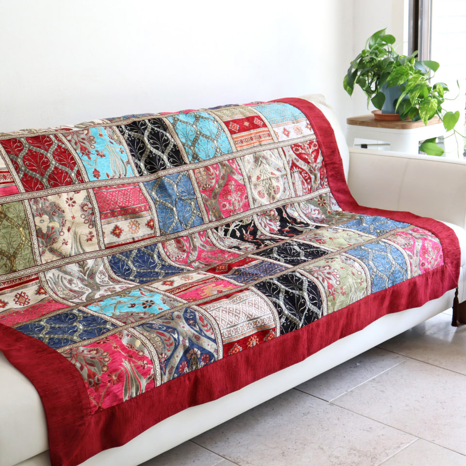 楽天市場】パッチワーク中掛けソファーカバー エレガントフラワー＜2人