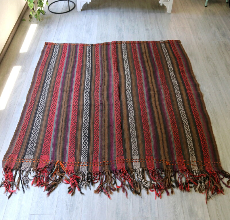 【15%OFFクーポン対象】オールドキリム シールト　ジャジム織りのカバー170×177cm セッジャーデサイズ