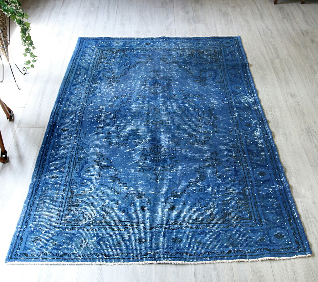トルコ　ヴィンテージ ラグ　ブルー系　ミニラグ　手織り 楽天市場】【15%OFFクーポン対象品】オーバーダイド