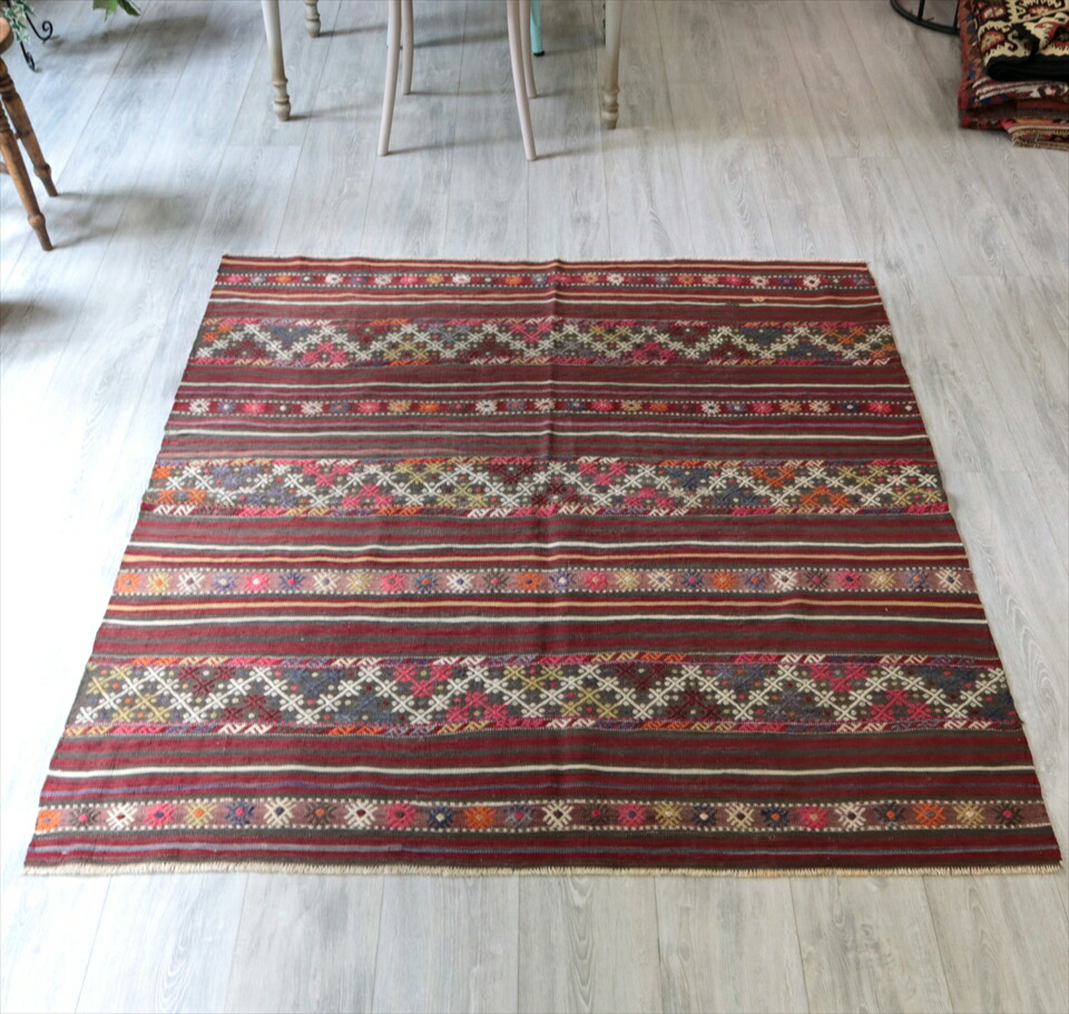 オールドジジム　ミニサイズ　キリム 62×89 ブラウン キリム ジジム オールドキリム トルコ