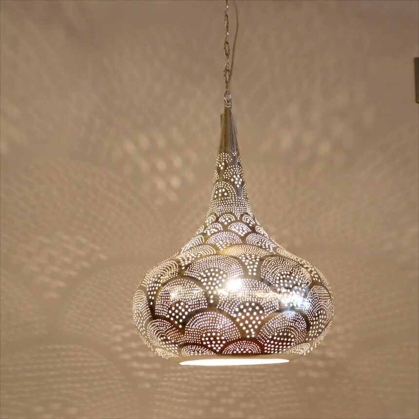 【10%OFFクーポン対象】モロッコランプ メタルシェード　ペンダントランプパゴダ形/Pagoda レインボウ　Moroccan Metal shade Lamps