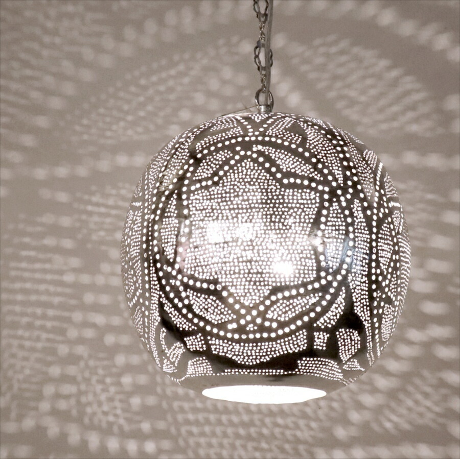 【10%OFFクーポン対象】メタルシェード モロッコランプ　Moroccan Metal shade Lamps　ペンダントランプ ラウンド形 φ27cm　エジプト製 30,030円