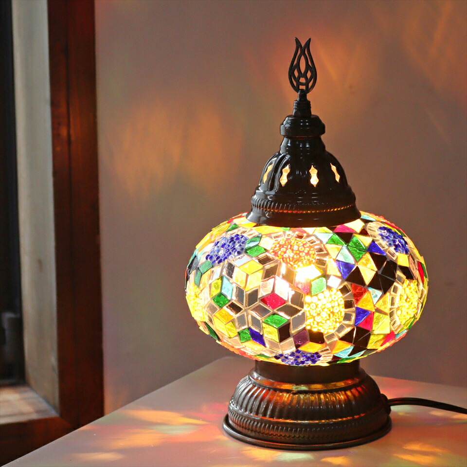 楽天市場】モザイクテーブルランプ 全高39cm 直径24cm カラフル