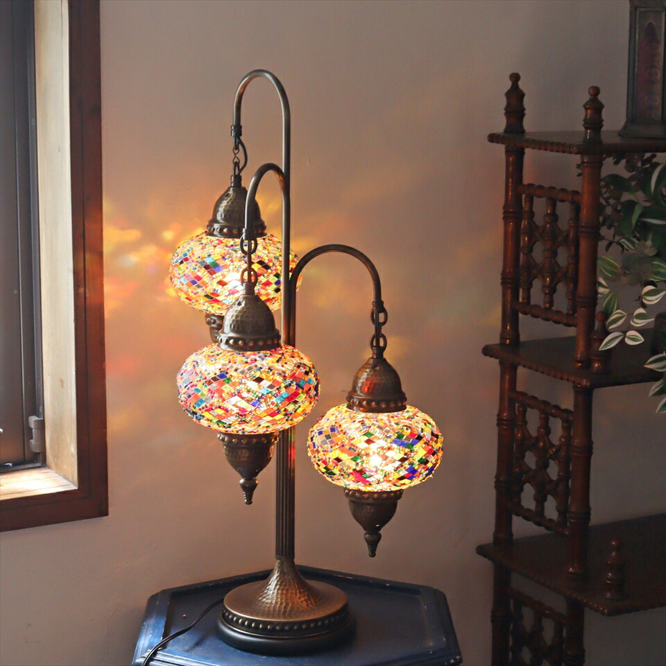 楽天市場】モザイクガラスランプシャンデリア 3灯 直径30cm 全高81cm