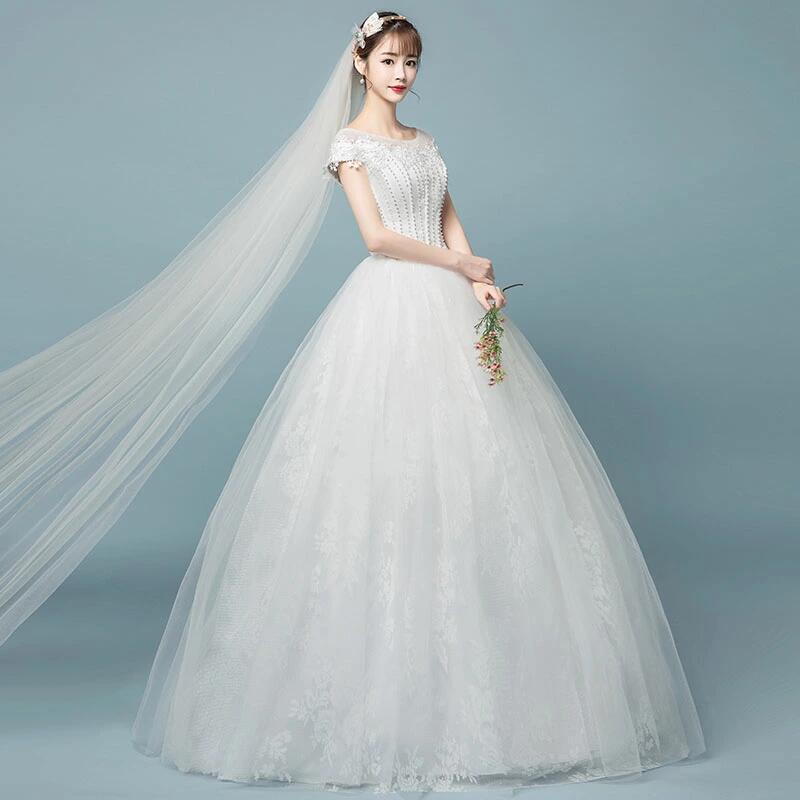 二次会 結婚式 ロングドレス ブライダル シンプル プリンセスラインドレス パーティードレス 披 高級感 ウエディングドレス 花嫁|キミアイ商事