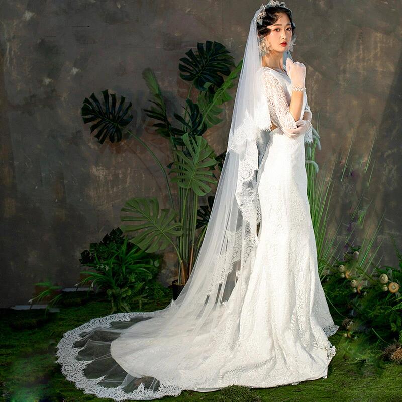 マリアベール ロイヤル 結婚式 中世紀 オ ウエディングベール ロマンチック ロングベール ビンテージ 優雅 刺繍付き フランス風