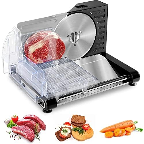 肉スライサー 電動フードスライサー 折り畳み式収納 ミートスライサー しゃぶしゃぶ肉/パン/ハム/チーズ/野菜/果物用 均一スライス お手入れ簡単 安定作業 1-18mm調整可能な肉スライサー 業務用 家庭用