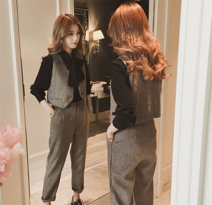 フォーマルスーツ お受験 シャツ レディース パンツ 結婚式 秋 3点セット 春 ベスト 大きいサイズ 卒 ファッション スーツセット