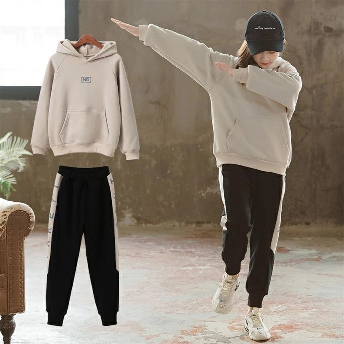 ダンス服 子供 トップス パンツ セットアップ ナチュラル 可愛い ズボン 服 カジュアル ２点セット 裏起毛 女の子 綿 秋冬 韓国