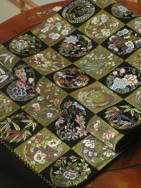 楽天市場】山口美術織物謹製 唐織礼装用袋帯 六通柄 藤に葡萄唐草文