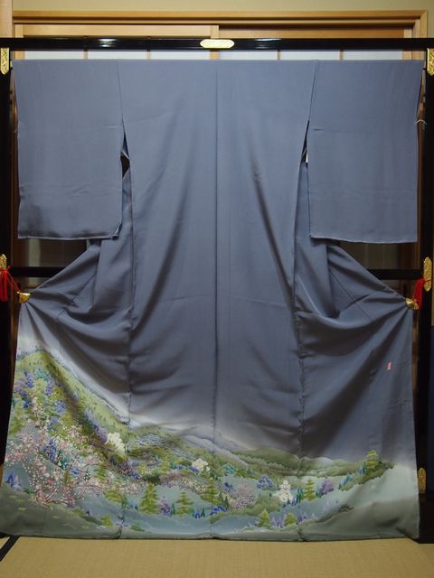 西川永良氏作 色留袖 本加賀友禅 大和寺 薄墨色【色留袖】【本加賀友禅】【貨物輸送無料】【smtb-k】【ky】