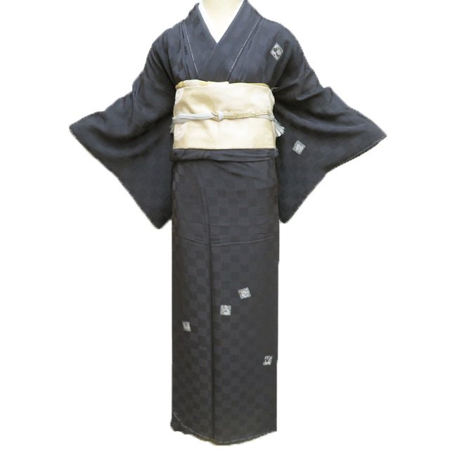 付け下げ　フルセット　着物　正絹　訪問着　江戸小紋柄　しとやか　J8 Amazon.co.jp: フルセット 付け下げ訪問着 袋帯 帯締め 帯揚げ 正絹