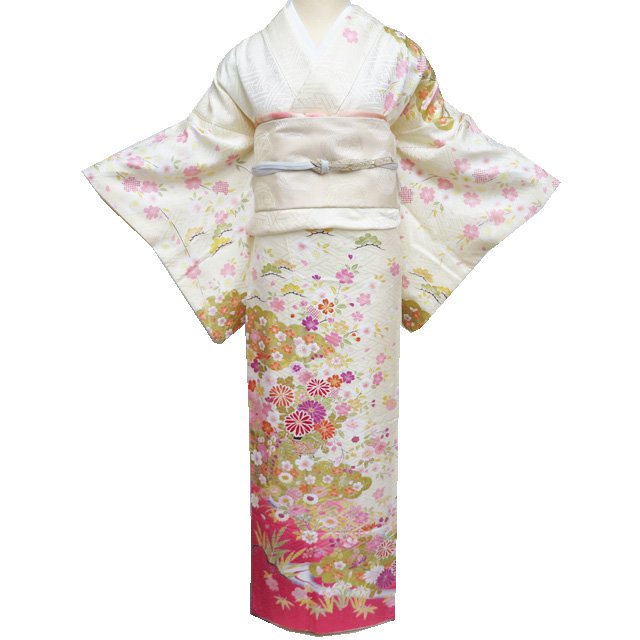 【 中古 】 特選 訪問着 リサイクル着物 袷 フォーマル 流水に花の図 雲 地模様 淡黄蘗色 多色 金 身丈174.5cm 裄66.5cm L トール A1207-3 [和服 入学式 卒業式 お茶会 お茶席 茶道 結婚式 お宮参り 利休忌 送料無料 きもの北條]｜特選リサイクル着物　きもの北條 20,150円