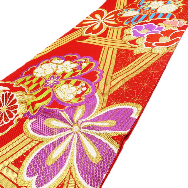 ＼ FINAL PRICE ／ 【 中古 】 振袖用 袋帯 リサイクル 着物 花模様 菊 桜 椿 麻の葉 正絹 成人式 結婚式 結納 パーティー A816-4 [ 正絹 アウトレット 振袖 袋帯 kimono 販売 セール バーゲン 送料無料 きもの北條]