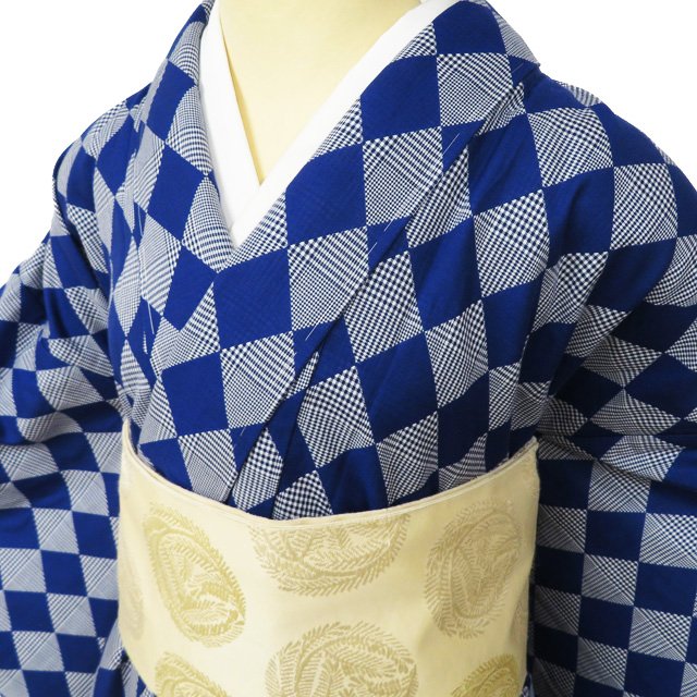 播包 新品 播州織 着物 木綿 単衣 カジュアル 格子模様 チェック柄 反端付き 紺色 身丈168cm 裄69cm L トール きもの北條 A1086-4 楽天市場】【 新品 】 播包 播州織 着物 木綿 単衣 カジュアル 格子