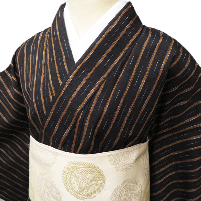 小紋 着物 中古 正絹 袷 カジュアル ぼかし染め 暈し 花模様 桜 地模様 深紫色 身丈164.5cm 裄66.5cm L きもの北條 A923-7 FINAL PRICE ／ 小紋 着物 中古 正絹 袷 カジュアル 花模様 桜 深紫色