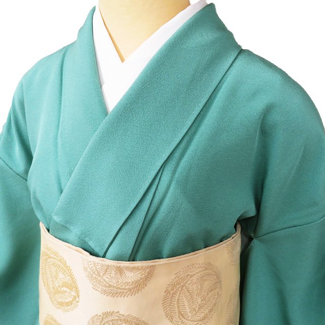 ＼ FINAL PRICE ／ 【 中古 】 色無地 リサイクル着物 正絹 袷 フォーマル 紋付き 若竹色 身丈160cm 裄65cm M A937-4 [ 和服 入学式 卒業式 お茶会 お宮参り アウトレット きもの kimono 送料無料 きもの北條]