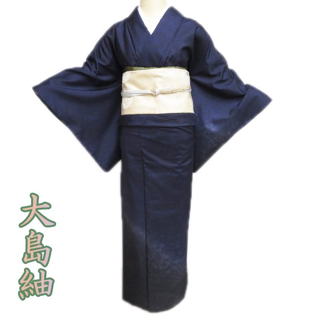 【 中古 】 大島紬 リサイクル着物 正絹 袷 セミフォーマル 深紫系色 多色 身丈163cm 裄67cm L A1268-4 [入学式 卒業式 お宮参り 利休忌 お茶会 観劇 お食事会 送料無料 きもの北條]