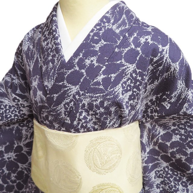 【 中古 】 特選 小紋 着物 リサイクル 正絹 袷 カジュアル 花模様 滅紫色 多色 身丈166.5cm 裄68.5cm L トール A1280-4 [観劇 お出かけ 街着 普段使い お食事 kimono 和服 送料無料 きもの北條]｜特選リサイクル着物　きもの北條 16,786円