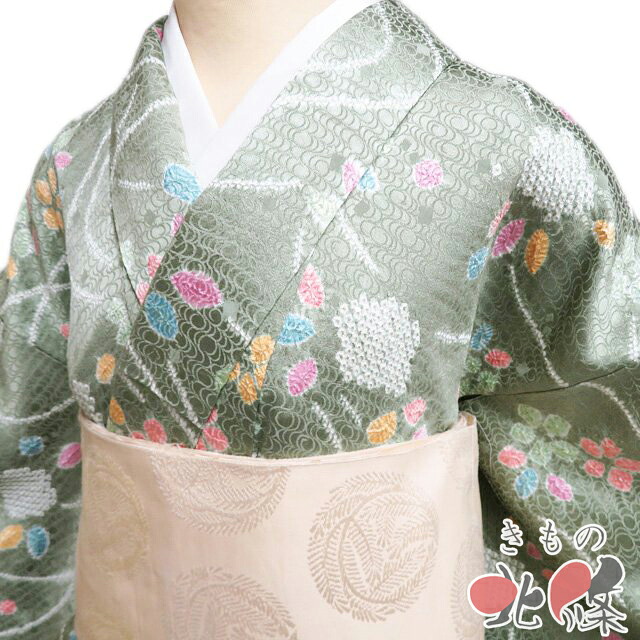 【 中古 】 小紋 リサイクル着物 正絹 袷 カジュアル 絞り染め 花模様 地模様 柳染色 多色 身丈156cm 裄64.5cm M A1325-4 [観劇 お出かけ 街着 普段使い お食事 kimono 和服 送料無料 きもの北條]｜特選リサイクル着物　きもの北條 14,045円