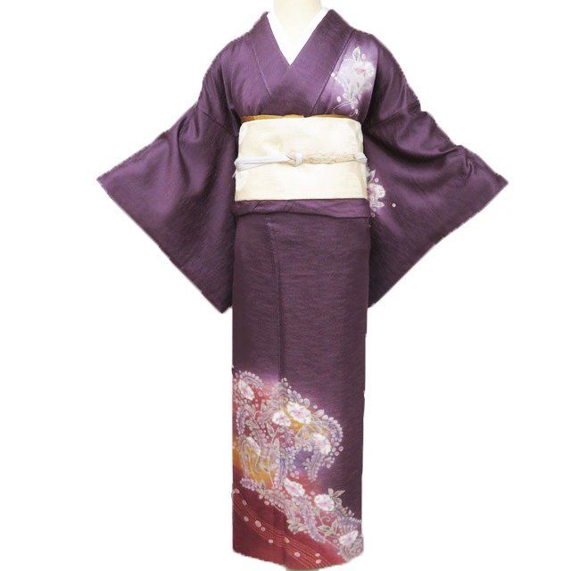 【 中古 】 付下げ 付け下げ 訪問着 リサイクル着物 正絹 袷 花の図 辻が花 絞り染め 濃色 多色 身丈160cm 裄64.5cm M A1259-6 [和服 入学式 卒業式 お茶会 お茶席 茶道 お宮参り 利休忌 送料無料 きもの北條]