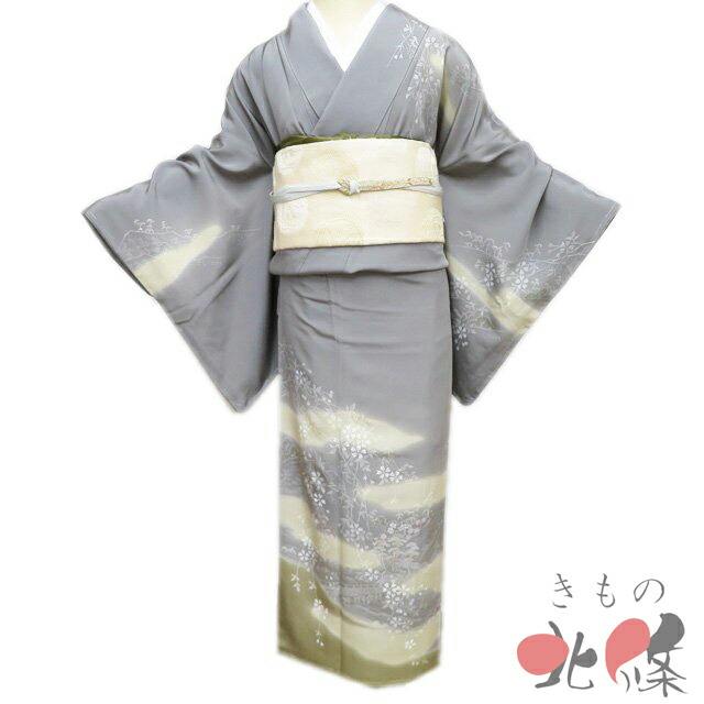 楽天市場】正絹 京友禅 松井青々 訪問着 -鼠色系地- [ 2012-3522 ] 未