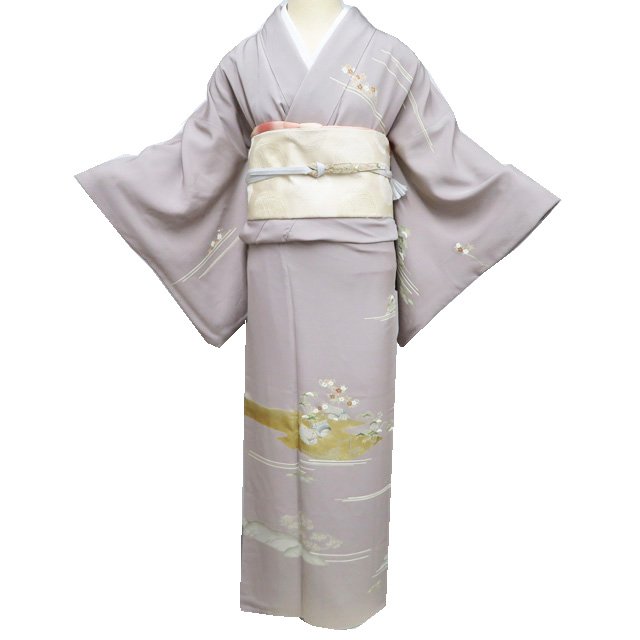 【 中古 】 特選 本加工 訪問着 リサイクル着物 正絹 袷 三越 金駒刺繍 茶屋辻 茶鼠色 多色 金 身丈166cm 裄67cm L トール A1185-8 [和服 入学式 卒業式 母 結婚式 お宮参り アウトレット 送料無料 きもの北條]｜特選リサイクル着物　きもの北條