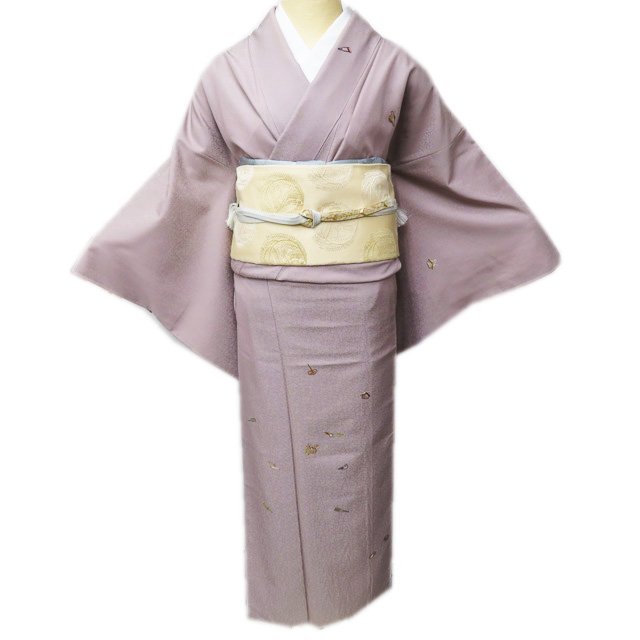 ＼ FINAL PRICE ／ 【 中古 】 訪問着 着物 リサイクル 正絹 袷 フォーマル 地模様 刺繍 薄柿色 身丈152cm 裄67cm S A866-9 [ 和服 入学式 卒業式 母 結婚式 お宮参り アウトレット きもの kimono 送料無料 きもの北條]