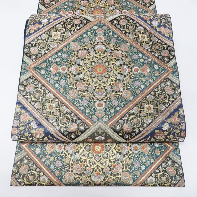 【 中古 】 袋帯 リサイクル 正絹 フォーマル 仕立て上がり 六通 花模様 華文 花紋 箔糸 多色 金 A1211-9 [結婚式 お宮参り お茶会 お茶席 茶道 七五三 式典 利休忌 送料無料 きもの北條]