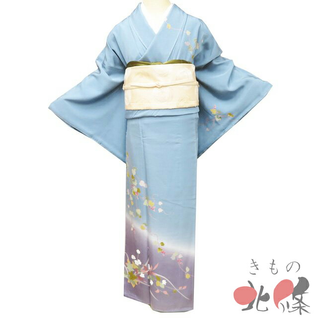 【 中古 】 付下げ 付け下げ 訪問着 リサイクル着物 正絹 袷 作家物 落款 花の図 薄花色 多色 半色 身丈169.5cm 裄70cm L トール A1342-9 [和服 入学式 卒業式 お茶会 お茶席 茶道 お宮参り 利休忌 送料無料 きもの北條]｜特選リサイクル着物　きもの北條