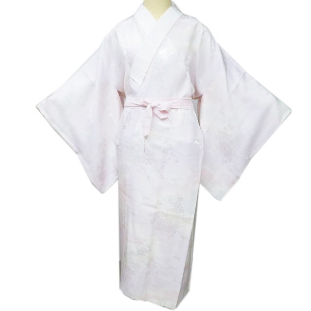 【 中古 】 襦袢 正絹 花に貝桶模様 薄桜色 A1113-10 [和服 長襦袢 リサイクル着物 肌着 kimono 購入 シルク 送料無料 きもの北條]