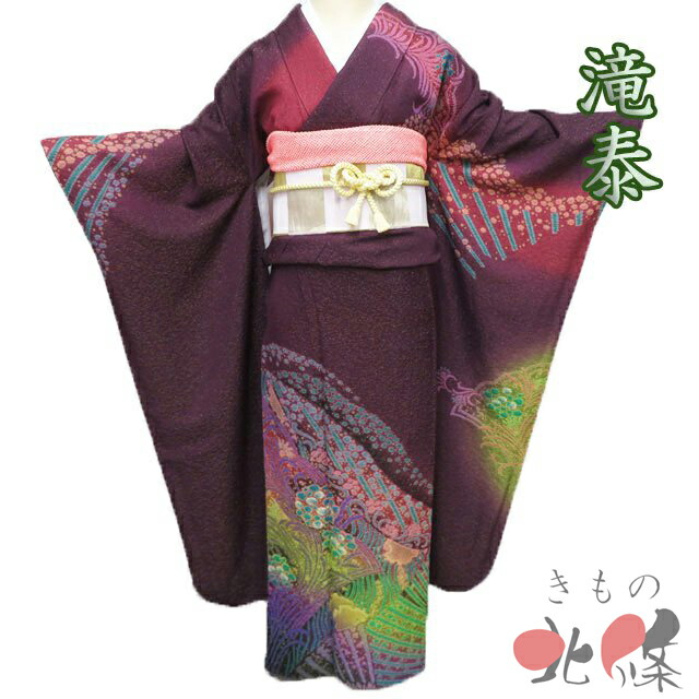 【 中古 】 特選 振袖 リサイクル着物 成人式 結納 結婚式 披露宴 滝泰 落款 絞り染め 金通し 赤褐色 多色 身丈170cm 裄68cm L トール A1304-12 [和服 振袖 レンタルアップ アウトレット セール 販売 バーゲン 送料無料 きもの北條] 46,068円
