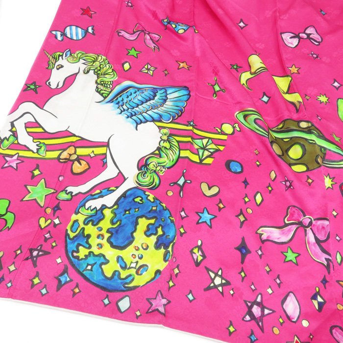 特選 きゃりーぱみゅぱみゅ 2点 振袖 セット 丈169 5cm 正絹 帯 結婚式 成人式 結納 リサイクル着物